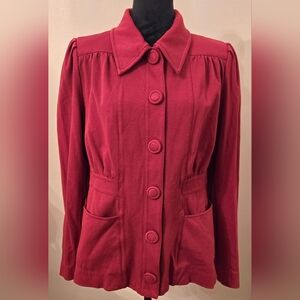 Cabi Women's Spencer Retro 40s Style Red  Snap Front Jacket Size L